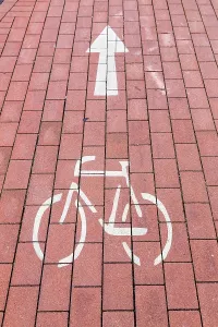 Road Safety Symbols Drucke: Cycle path marking on a pavement