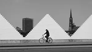 German Federal Republic Cycling Drucke: Cyclist in front of white wall