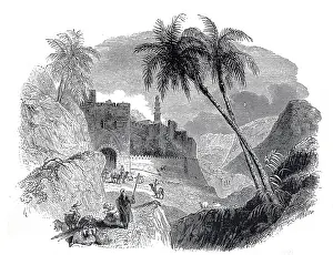 Restored Historical Illustration Drucke: The Damascus Gate in Jerusalem