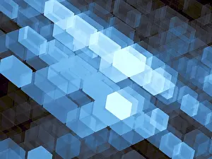 Scientific Research Background Image Drucke: Dark blue background - abstract computer-generated 3d illustration