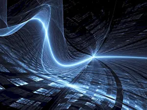 Abstract 3D Illustration Drucke: Dark technology background - abstract computer-generated 3d illustration