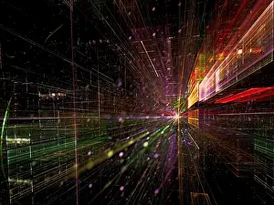 Straßenkunst Drucke: Dark technology background perspective light effects
