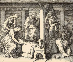 Julius Schnorr Von Carolsfeld Paintings Drucke: The death of Bathsheba's first child with David