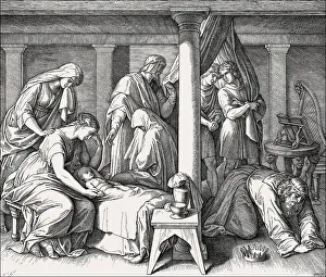 Historical Religious Texts Drucke: The death of Bathsheba's first child with David
