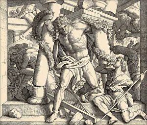 Old Testament Scripture Drucke: Death of Samson, Old Testament
