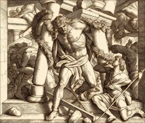 Old Testament Scripture Drucke: Death of Samson, Old Testament