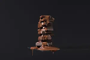 Artistic Food Photography Drucke: A decadent stack of rich chocolate bars and cookies