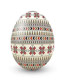 White Background Ornament Drucke: Decorative Easter egg over white background
