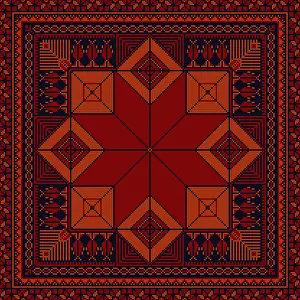 Traditional Tatreez Embroidery Drucke: Decorative Palestinian seamless pattern in colors
