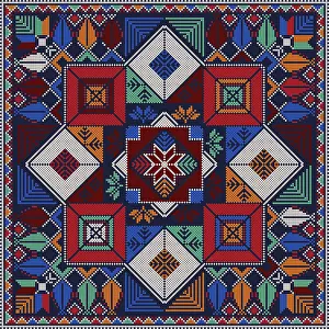 Embellished Geometric Pattern Drucke: Decorative Palestinian seamless pattern in colors
