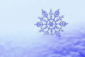 Full Frame Winter Scene Drucke: Decorative snowflake in snow