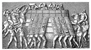 Marcus Aurelius Column Drucke: Defence of a Germanic fortification against an attack by the Romans