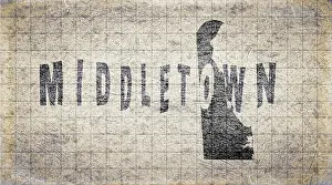 Drucke von Delaware Middletown Retro Typography Map Delaware Drucke: Delaware Middletown Retro Typography Karte