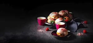 Central Europe Cuisine Drucke: Delicious Berlin donuts filled with raspberry jam