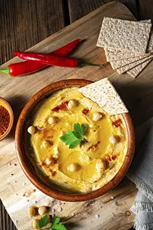 Arabic Cuisine Dishes Drucke: Delicious hummus paste with lemon and chilli