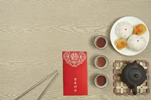 Chinese Cuisine Still Life Drucke: Delicious spread featuring dumplings