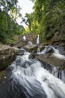 Long Exposure Landscape Drucke: Derema Waterfall flows through thick vegetation