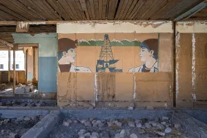 Deserted Educational Institution Drucke: Destroyed abandoned classroom of the old school