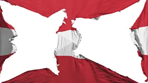 White Background 3D Rendering Drucke: Destroyed Austria flag, white background