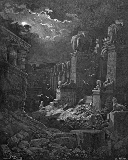 New Testament Bible Images Drucke: The destroyed Babylon, destruction and doom