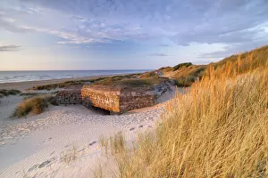 North Sea Dunes Drucke: Destroyed bunkers in the dunes of Dunkirk