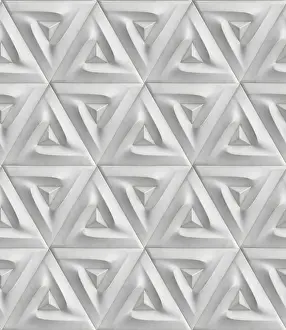 Abstract Art Illustration Drucke: A detailed 3D geometric pattern featuring triangular elements in a seamless design