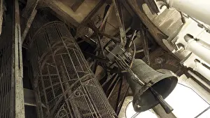 Gothic Architecture Italy Drucke: Detailed view of a mechanical tower structure