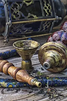 Nicotine Addiction Drucke: Details were worked hookah on the table