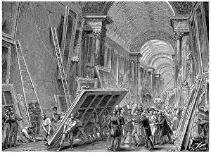 Vintage Louvre Illustration Drucke: Devastation of the Louvre Museum