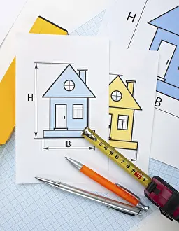 Handicraft Details Drucke: Development drawings and tools on graph paper