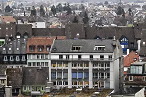 Symbolic Cityscape Image Drucke: Development of residential buildings and rooftops