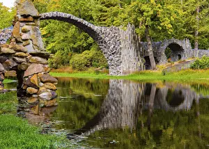 East Germany Tourist Attraction Drucke: The Devil's Bridge, Park Kromlau