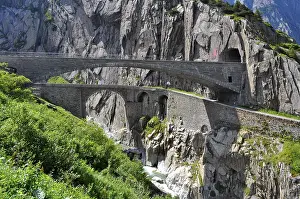 Central European Landmark Drucke: By the Devil's Bridge, Schollenen Gorge
