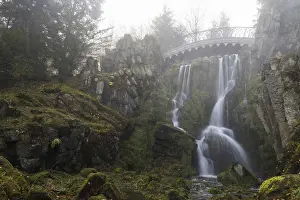 UNESCO World Heritage Site Kassel Drucke: Devil's Bridge with waterfall in autumn