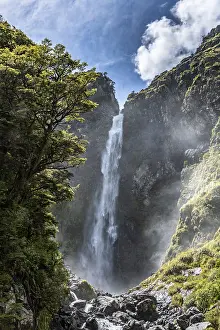 New Zealand Nature Reserves Drucke: Devil's Punchbowl Waterfall