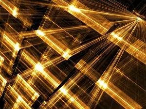 Abstract Technology Background Drucke: Diagonal lights wall - abstract computer-generated image