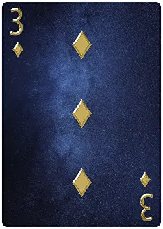 Playing Card Game Drucke: Three of diamonds playing card