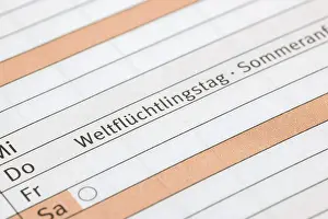 German Federal Republic Diary Drucke: Diary, World Refugee Day, beginning of summer
