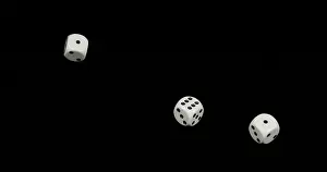 Black Background Drucke: Dice rolling against Black background