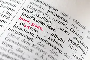 Vaccination Certificate Drucke: Dictionary entry, vaccination certificate