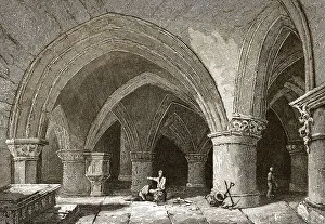 Interior Views Of European Churches Drucke: Die Krypta der Kathedrale von Glasgow oder High Kirk of Glasgow oder St Kentigern's oder St Mungo's Cathedral