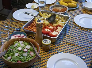 Central Europe Food Scene Drucke: Different dishes on a set table