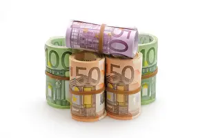 Symbolic Euro Image Drucke: Different Euro banknotes in rolls