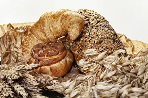 European Breads Drucke: Different kinds of bread on a glass background