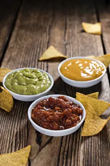 Guacamole Dip Drucke: Three different nacho dips (Salsa)