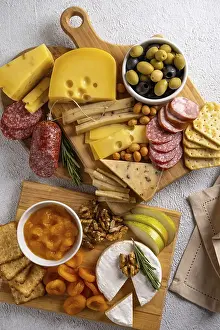 Different Types Of Cheese Drucke: Different types of cheeses and cold cut meats