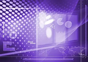 Empty Office Space Image Drucke: Digital background image with graphs and diagrams