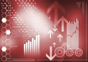 Digital Background Image Drucke: Digital background image with graphs and diagrams