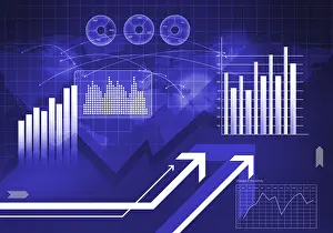 Digital Background Image Drucke: Digital background image with graphs and diagrams