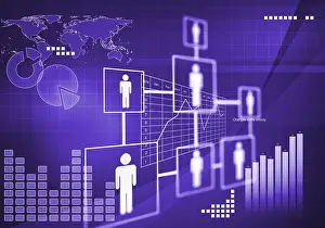 Digital Background Image Drucke: Digital background image with graphs and diagrams